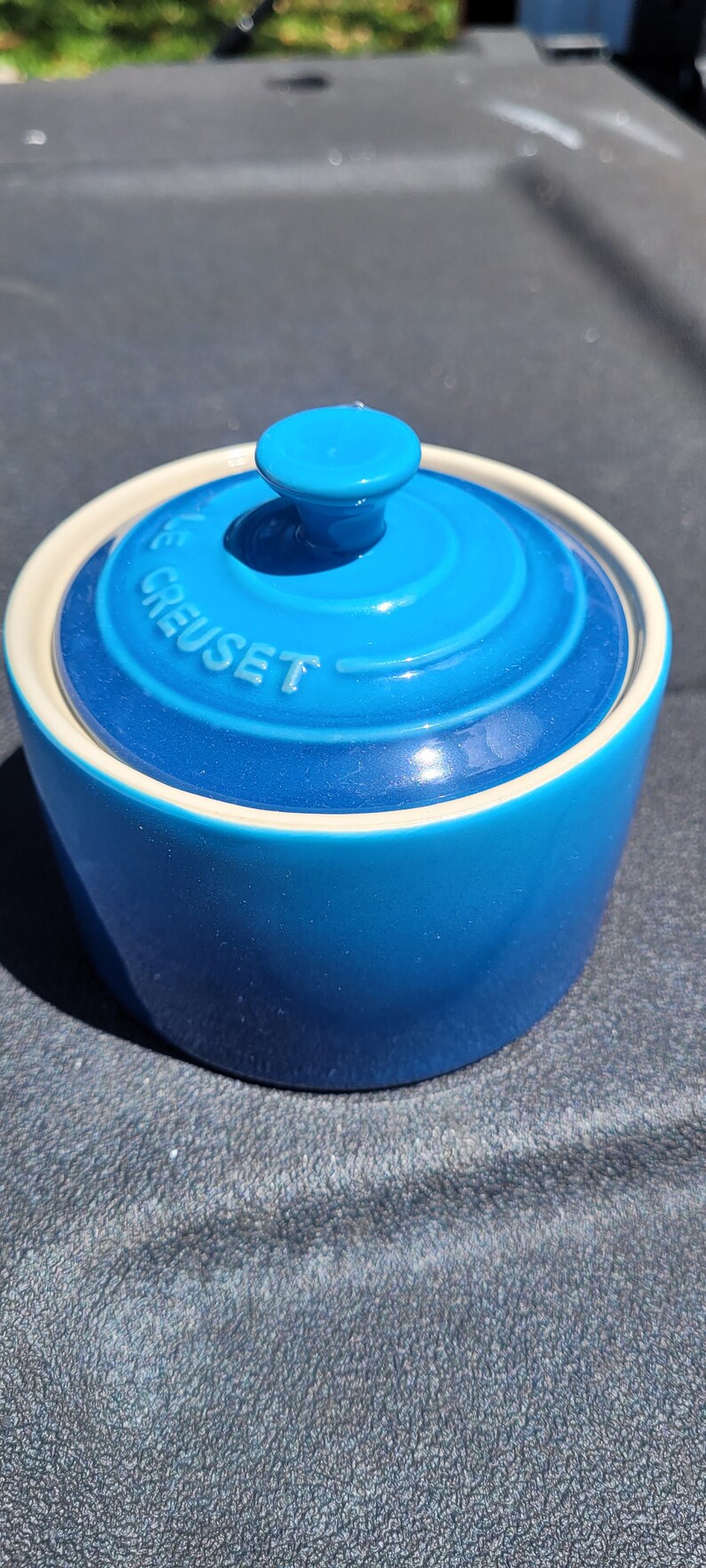 Le Creuset Marseille Blue Sugar Bowl with lid image 2