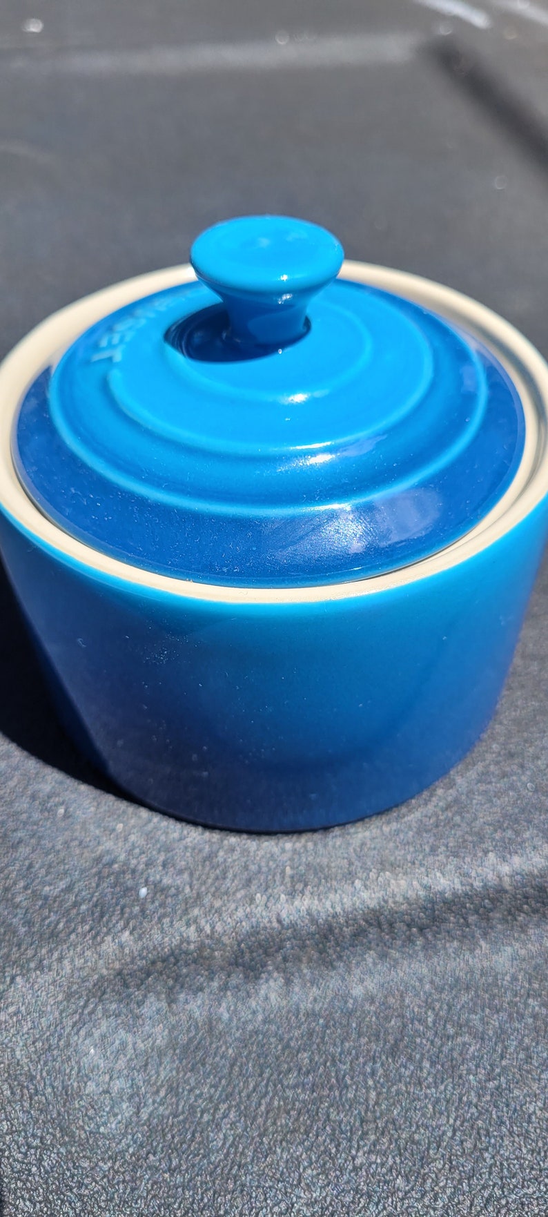 Le Creuset Marseille Blue Sugar Bowl with lid image 3