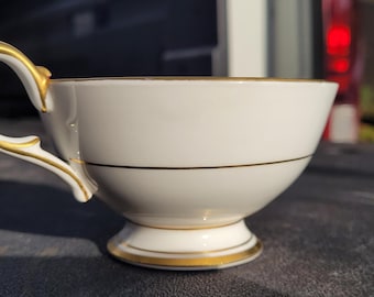 Aynsley Pink Cabbage Rose Burgandy and Gold Tea Cup