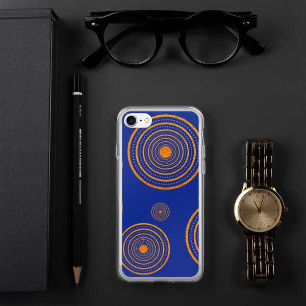 Blue and Gold Timeless Wonder Print Phone Case, Pattern Art Phone Case, iPhone Compatible, Tech Protection, Custom Cover