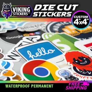 4 "x 4" aangepaste vinylsticker, die cut, UV-waterbestendig, etsy, verschillende oppervlakken, aangepaste bedrukte stickers groothandel, bulk, gratis verzending kawaii