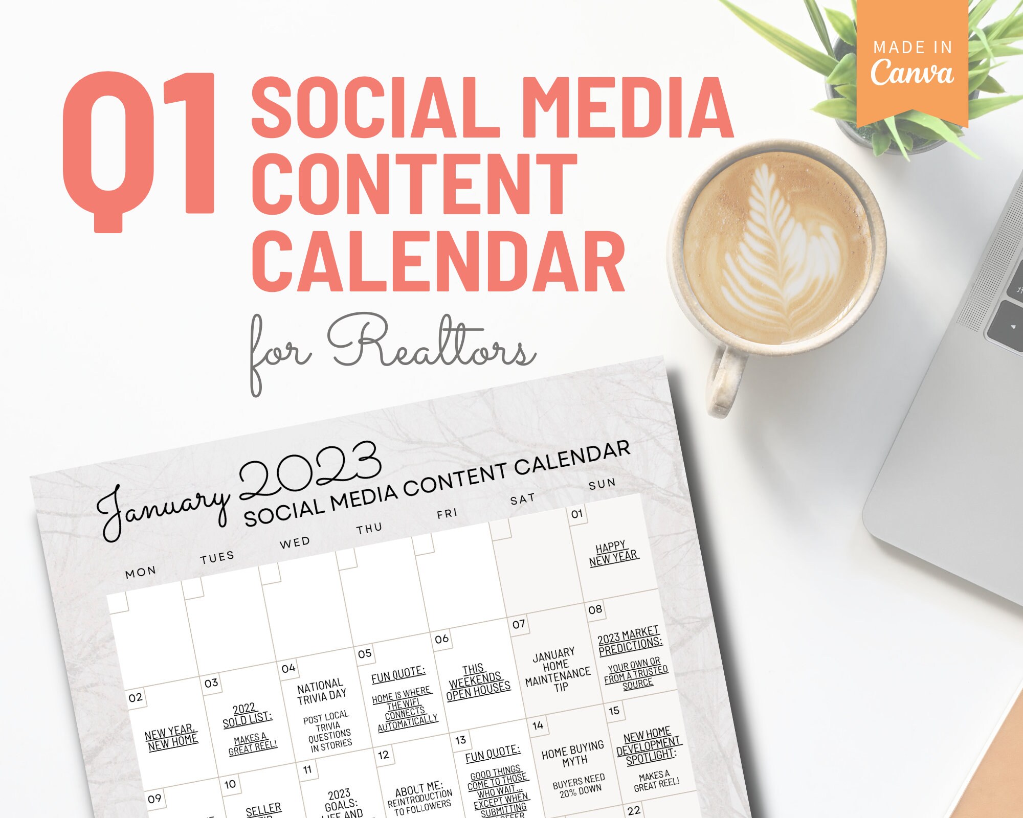 2023 Real Estate Social Media Planner Real Estate Content - Etsy