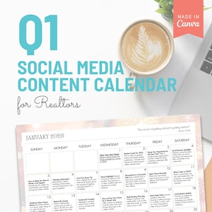 2025 Q1 Realtor Social Media Content Calendar | January, February, March Post, Reel and Story Ideas for Real Estate Agents Marketing Planner