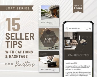 Home Seller Tip Posts with Captions for Real Estate Agents, Realtor Social Media Posts, Real Estate Marketing, Canva Template