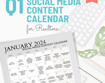 2024 Realtor Social Media Planner,  January, February, March Instagram Posts Story Reel Video Ideas, Real Estate Agent Content Calendar