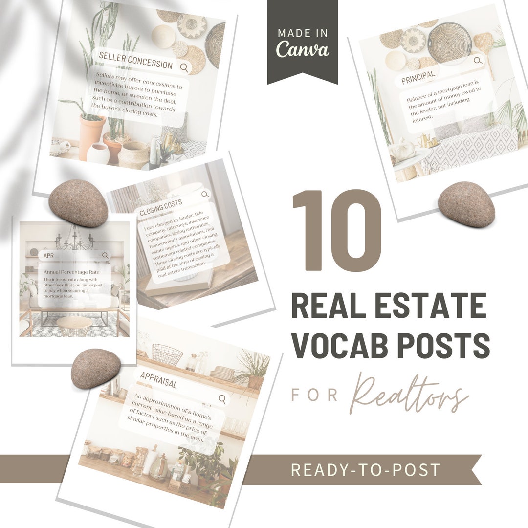 Vocabulary Posts Real Estate Vocabulary Social Media Posts: Realtor Marketing (PNG ...