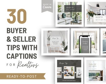 Home Buyer & Seller Tip Posts for Realtors with Captions,  Real Estate Instagram Posts, Realtor Social Media, Canva