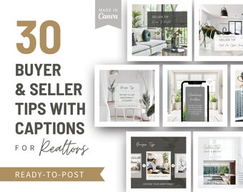Realtor Social Media Posts, Buyer & Seller Tips, Canva Templates