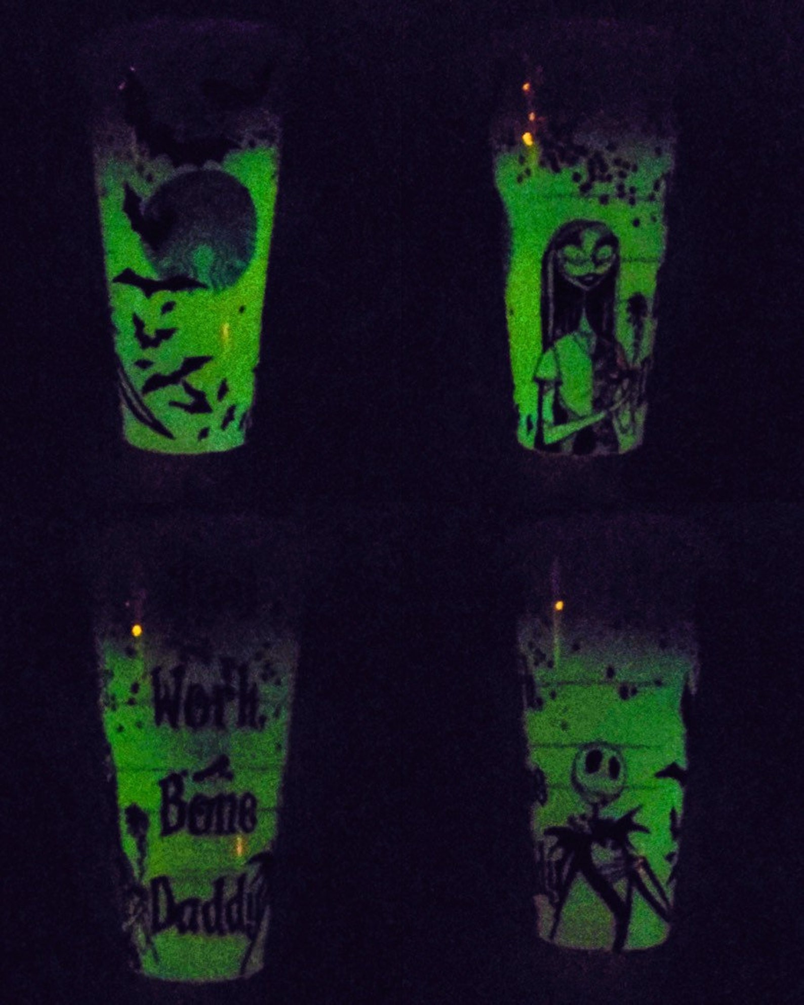 Nightmare before Christmas glow in the dark Starbucks cup. Etsy
