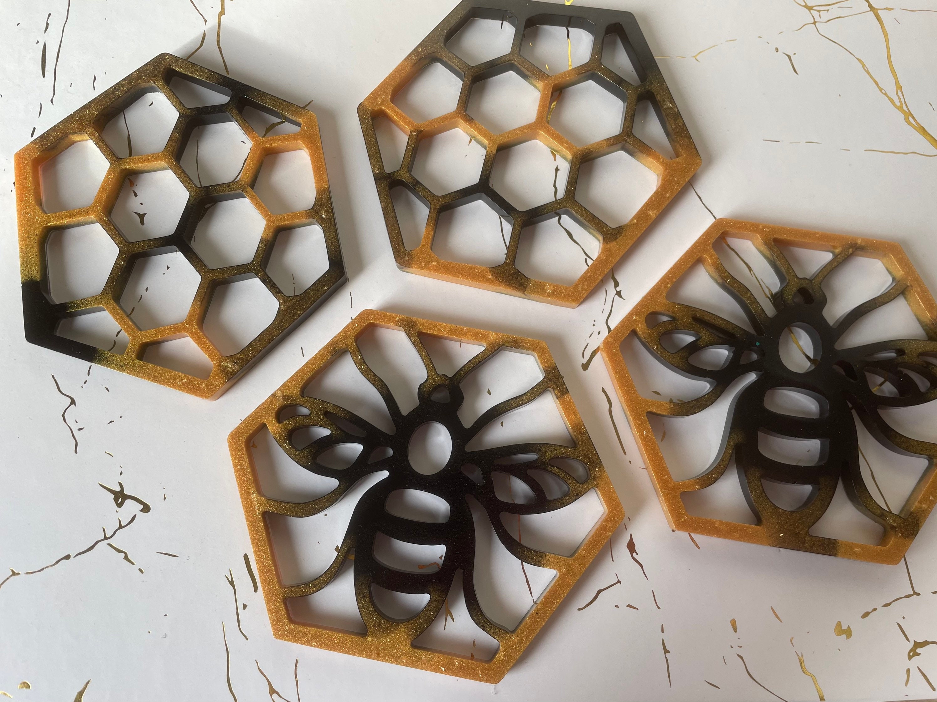 Sous-Verre Abeille en Résine Epoxy