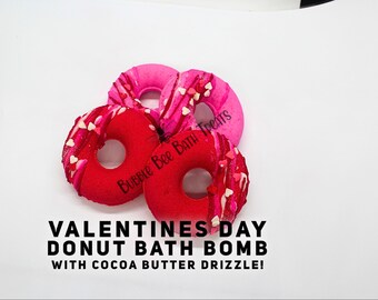 Valentines Day Donut bath bomb with Cocoa Butter Drizzle!