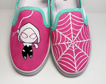 Spider-Gwen Hand Painted Kid's Canvas Shoes