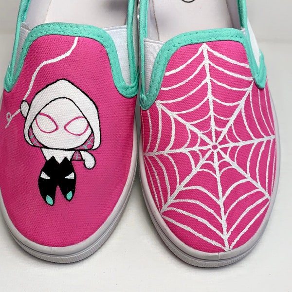 Spider-Gwen Hand Painted Kid's Canvas Shoes