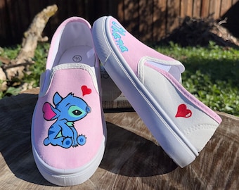 Stitch Hand Painted Canvas Shoes Kids