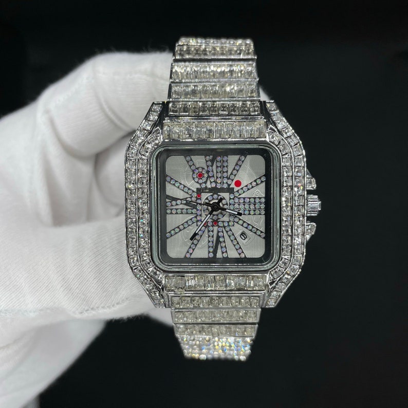 Square Diamond Luxury Design Iced Out Watch Stainless Steel - Etsy