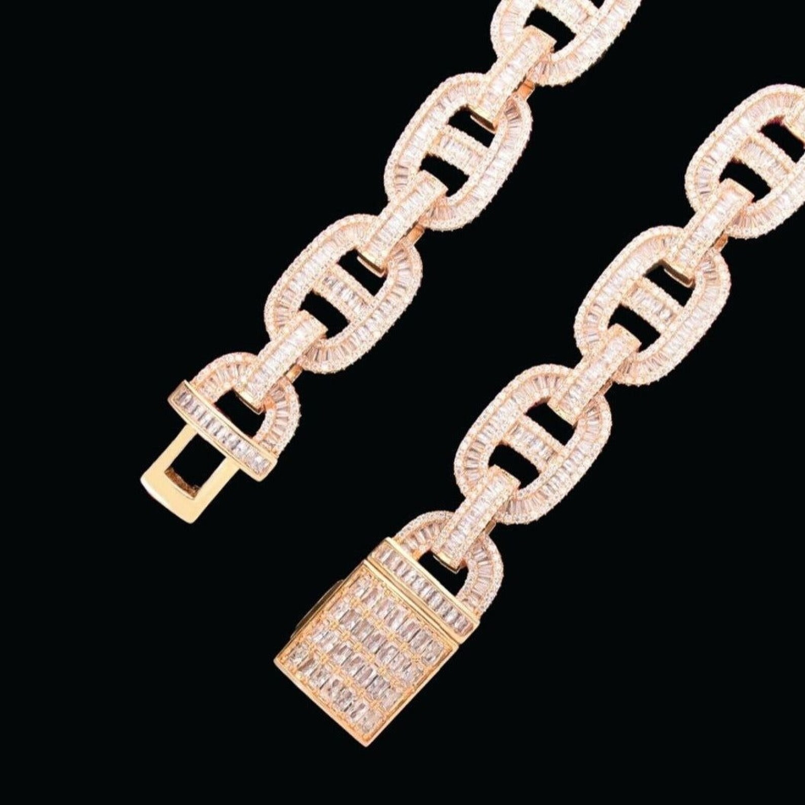 14mm Baguette Design Miami Cuban Chain Iced Out Baguette - Etsy