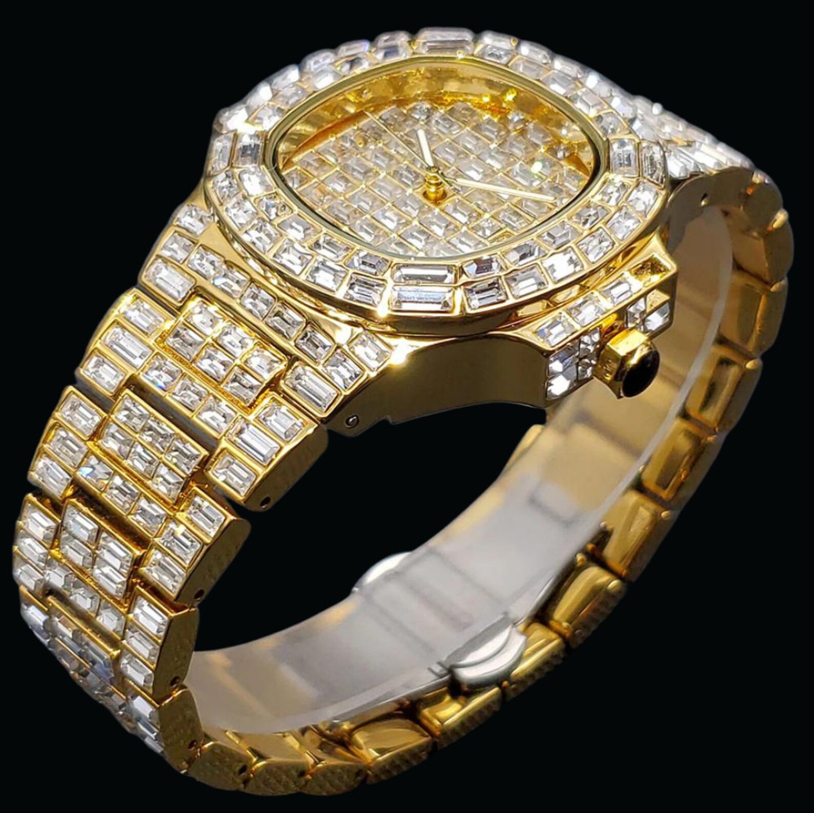 18K Plated Silver&gold Lab Diamond Watch Iced Luxury Brand Etsy