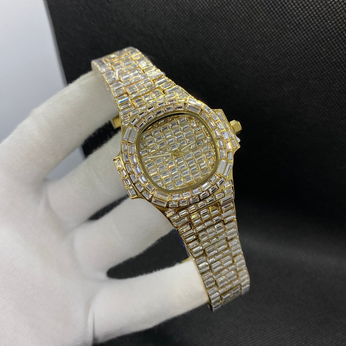 Gold Lab Diamond Watch Iced Luxury Brand Design Watch Etsy