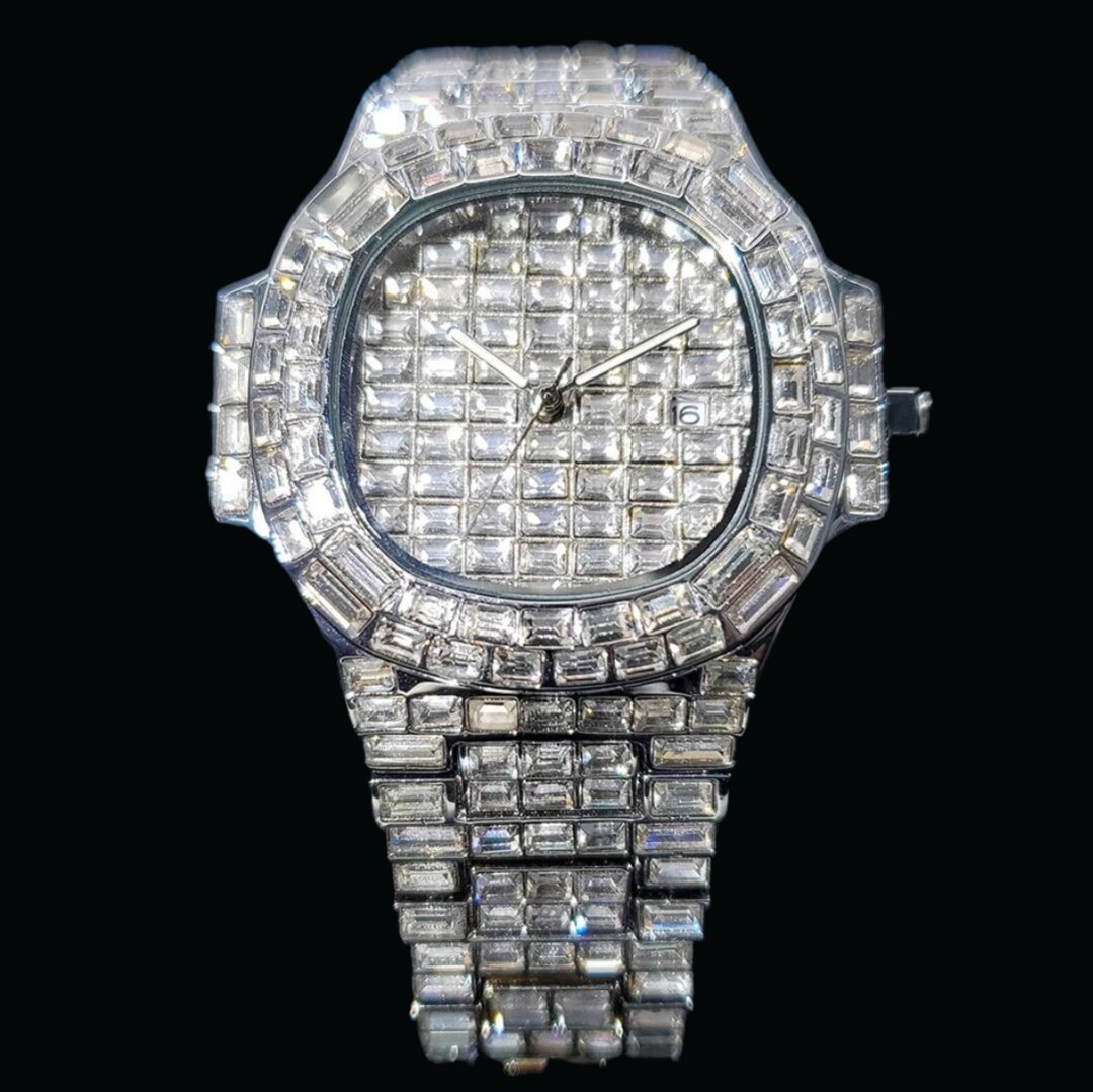 18K Plated Silver&gold Lab Diamond Watch Iced Luxury Brand Design Watch
