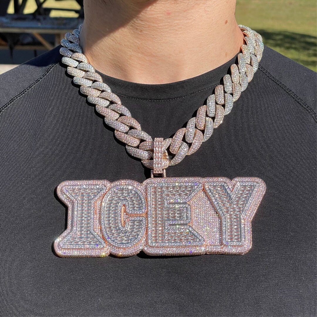 Lux Design Customized Name Two Layers Iced Out Number Pendant Custom