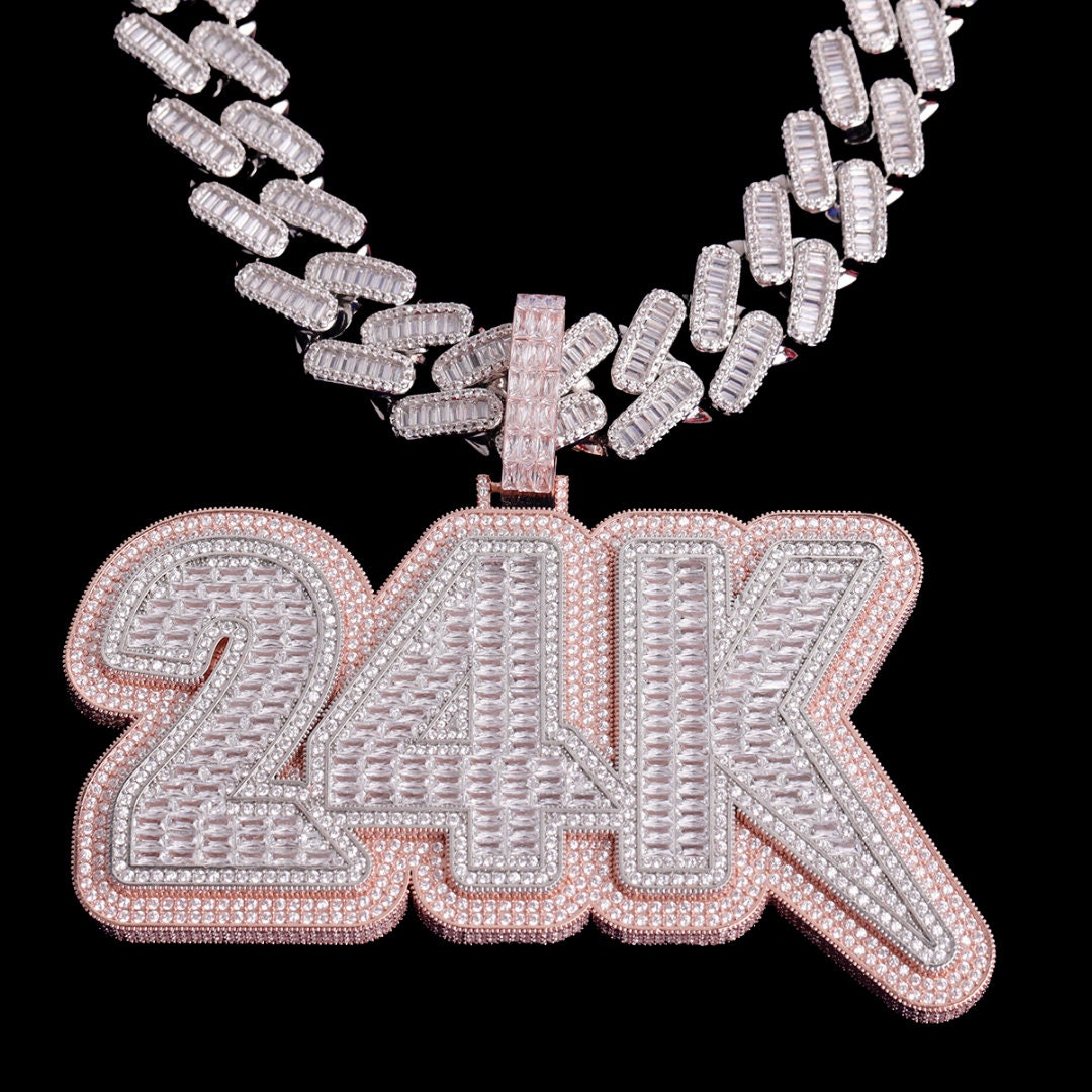 Iced Out Watch Chain Pendant Necklace Shiny Shine Jewellery Icy