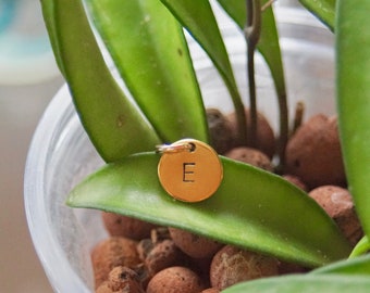 Gold Name Initial Coin Pendant Necklace, Hand Stamped Name Letter Initial Jewelry, Gifts for Her