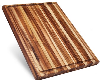 Highland | Extra Large Teak Wood Cutting Board (23x17x1.5 in) | GIFT BOX Included