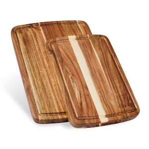 Doheny Duo Small and Medium Acacia Wood Cutting Board Set 12x8x1 and  14x10x1 GIFT BOX Included 