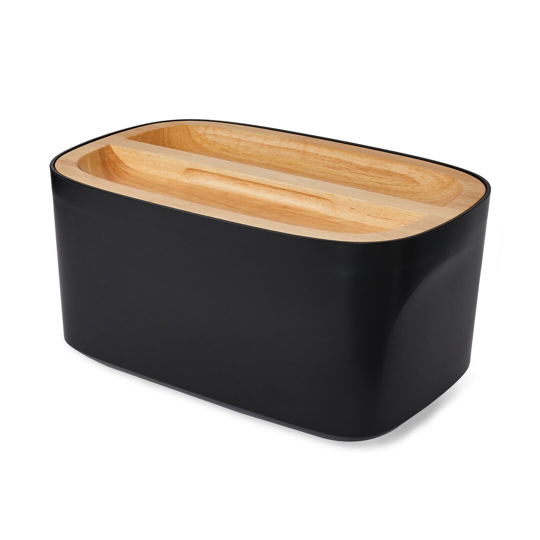 Union Modern Bamboo Fiber Bread Box for Countertop With Reversible Wood Serving Lid 14.25 X 9.25