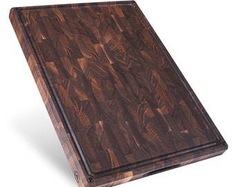 Welton | Walnut End Grain Wood Cutting Board (20x15x1.5 in) | GIFT BOX Included