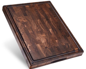 Alfred | Walnut End Grain Wood Cutting Board (17x13x1.5 in) | GIFT BOX Included