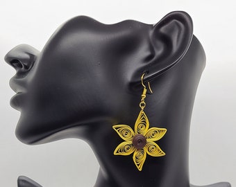 Quilled Paper Earrings - Floral shape -Sunflower