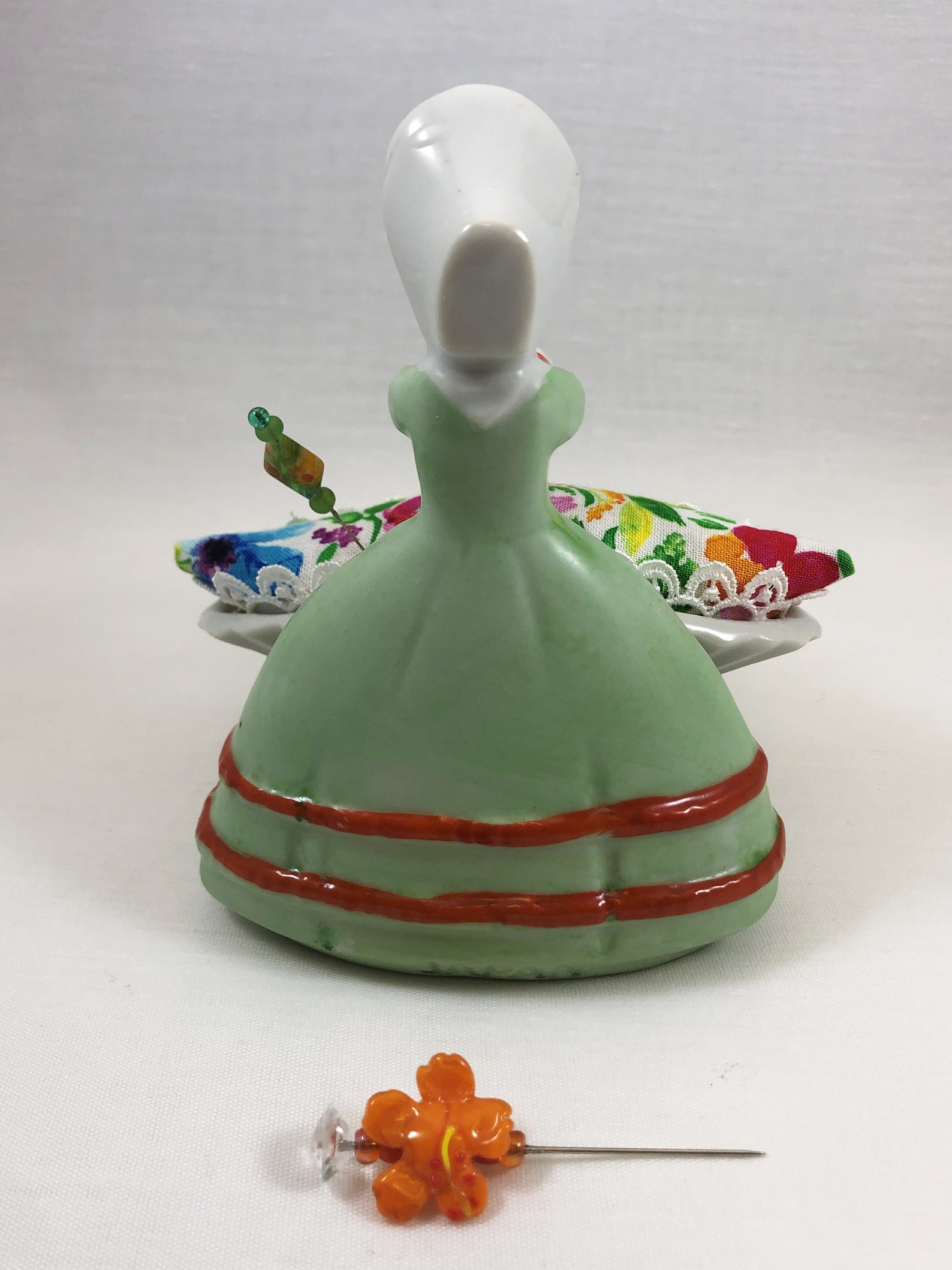 Vintage Porcelain Victorian lady pincushion in a basket Etsy