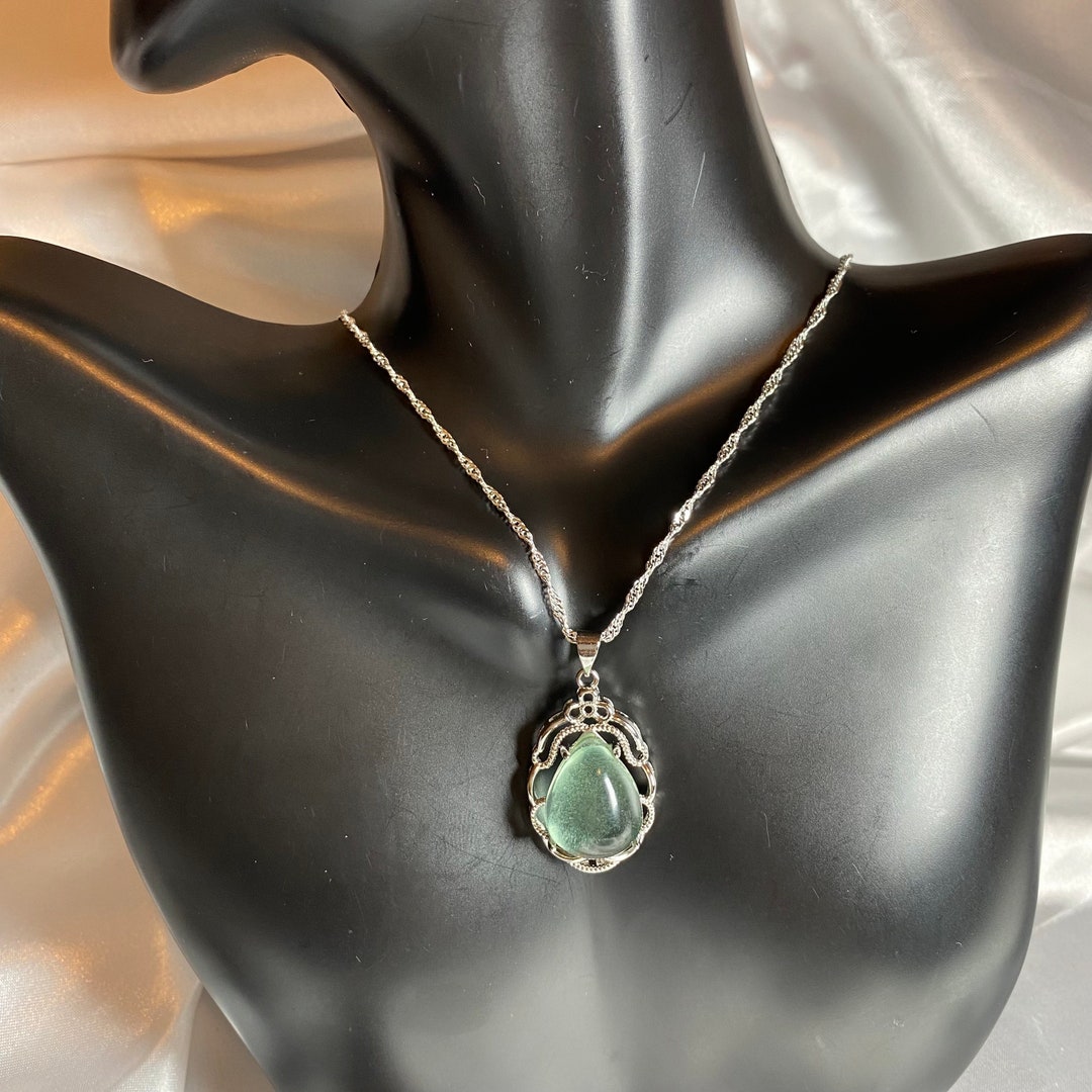 Green Flourite Necklace 24 Silver Plated - Etsy