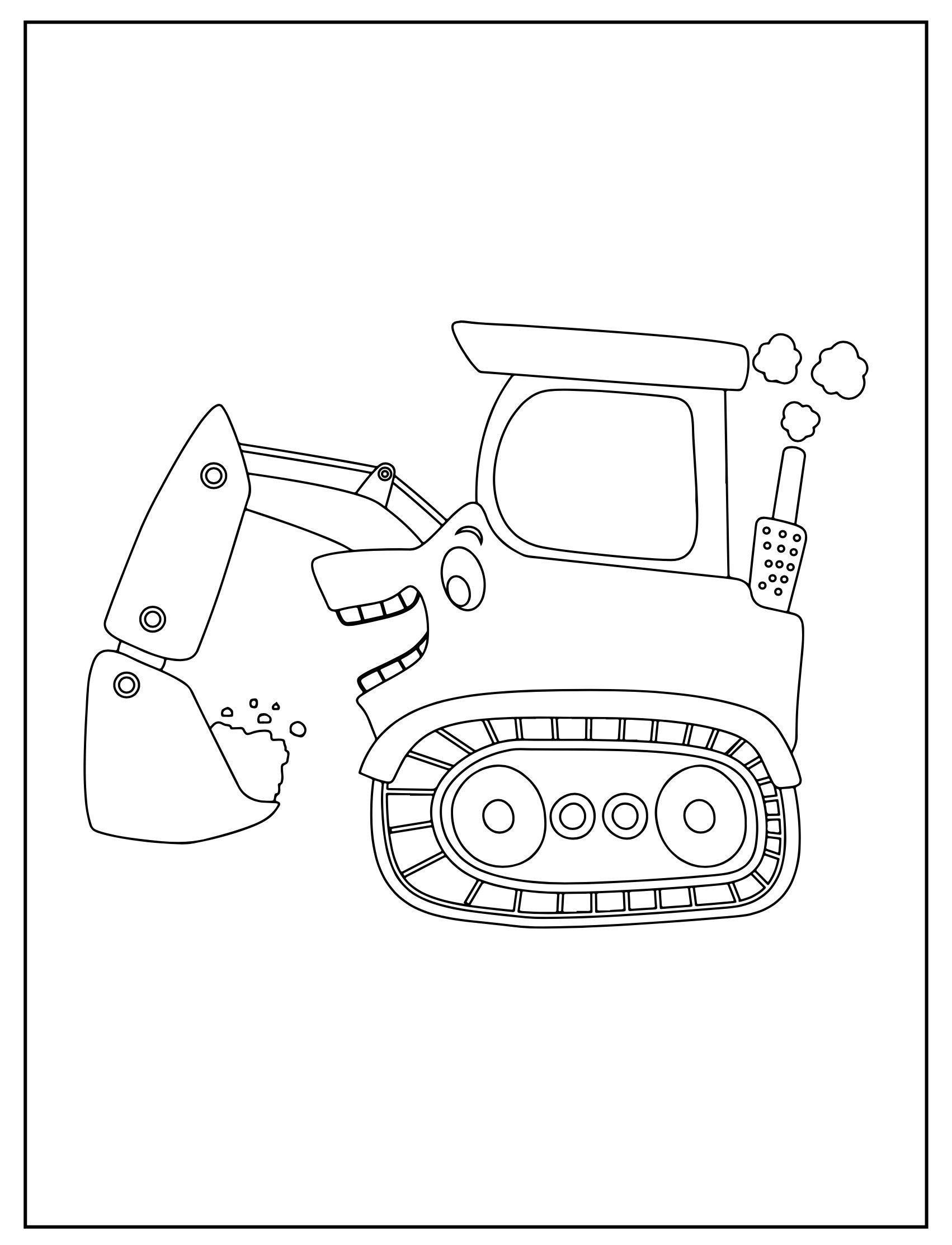 construction vehicles coloring book etsy