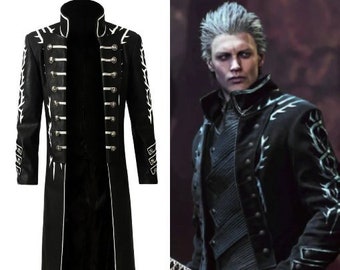 Inspired By Devil May Cry 5 Vergil Long Coat, Handcrafted DMC 5 Vergil Trench Coat, Real Leather Movie Cosplay