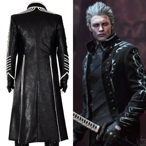 Inspired by Devil May Cry 5 Vergil Long Coat Handcrafted DMC 5 Vergil Trench Coat Real Leather Movie Cosplay Etsy