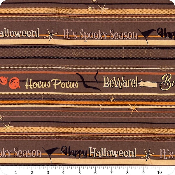 Retro Halloween Dark Taupe Spooky Stripes (Y3247-63) by Dan DiPaolo for Clothworks