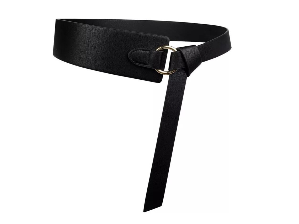 Women's Wide Belt Silver Buckle // Faux Leather Belt // Etsy