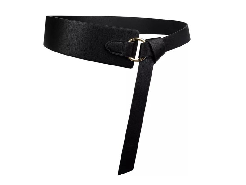 Women's Wide Belt Silver Buckle // Faux Leather Belt // Etsy