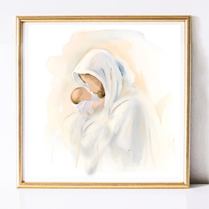 Baby and Jesus painting - Watched Over - Peace be with you