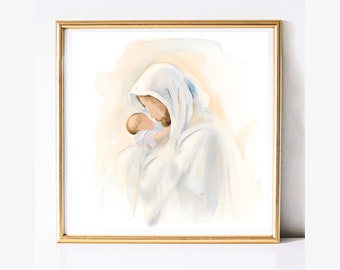 Baby and Jesus painting - Watched Over - Peace be with you