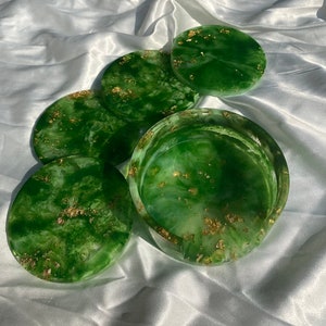 Jade Crystal Coaster Set with Holders , Resin Coaster set