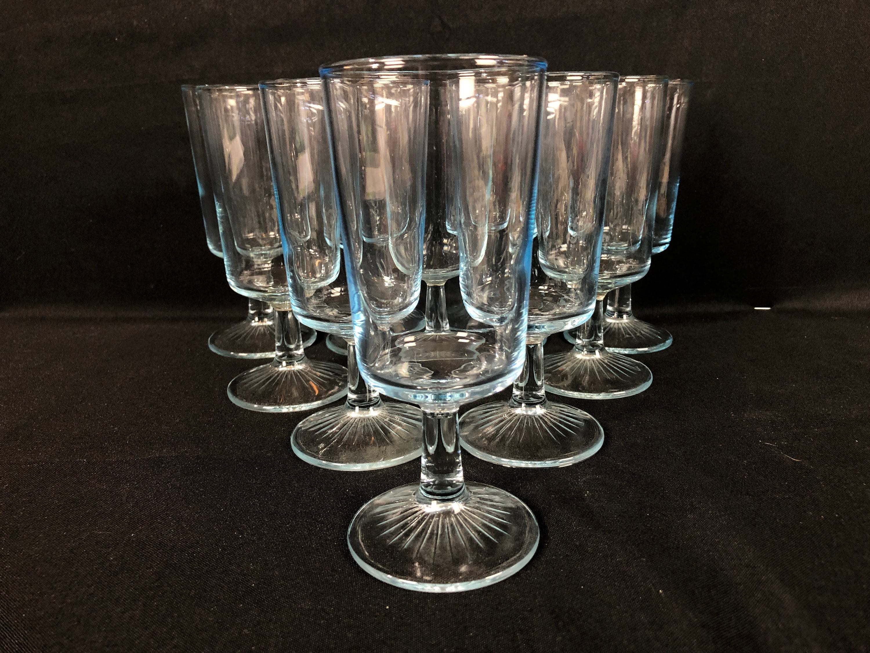 Set of 10 Vintage Star Sapphire Stemmed Glasses | 1960's DUZ