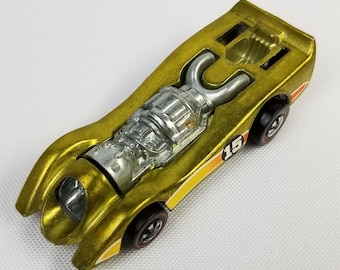 MINT Vintage Authentic 1970 Hot Wheels Redline Jet Threat Antifreeze Gold Hong Kong Base #15 Racer "Believed to be the Finest on the Market"