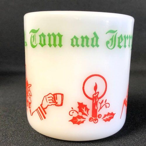 Vintage Hazel Atlas Tom and shops Jerry Christmas Eggnog Bowl and (8) Mugs