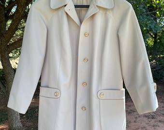 Vintage Women's Forecaster of Boston Beige Pea Coat, Size 7/8, All Weather Winter Overcoat