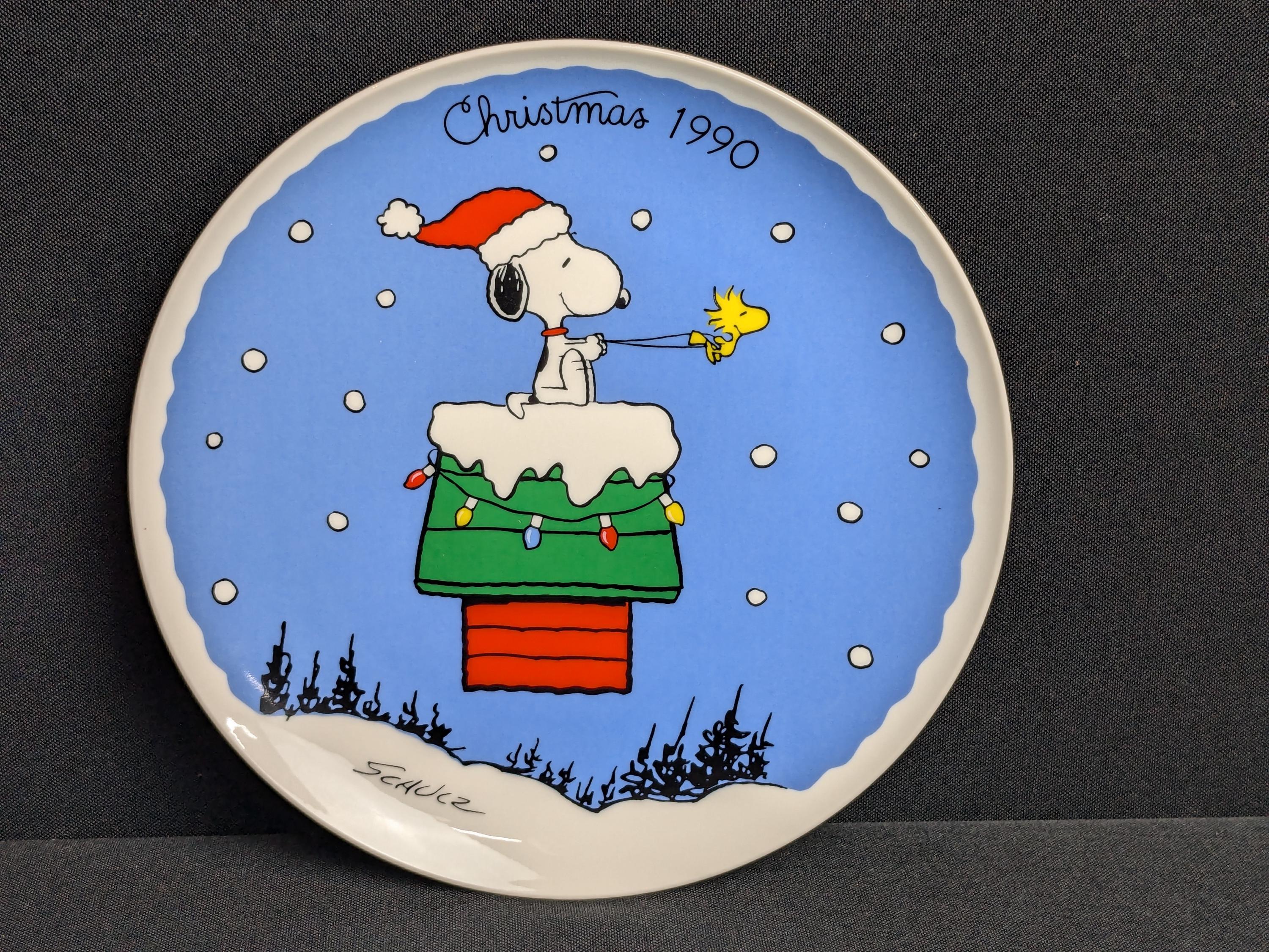 美品　60s SNOOPY Christmasバナー Vintage Collectable Ceramic 1990 Christmas Signature Series