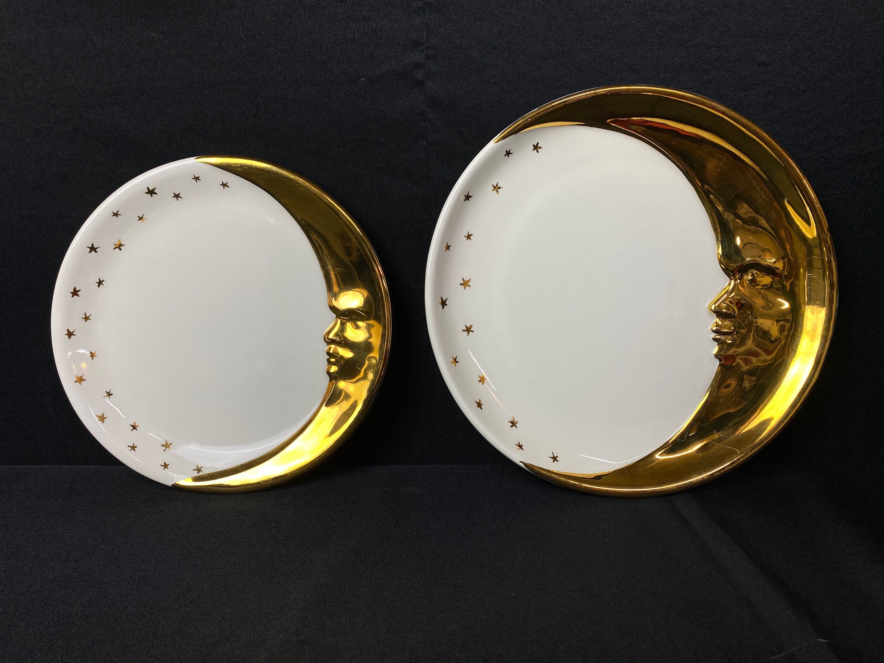 Rare Vintage 4 Piece Celestial Moon Face and Stars Dinnerware Set
