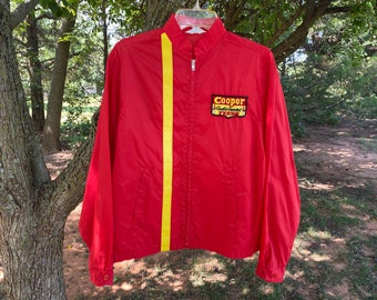 Vintage 60s Firestone Racing Jacket: Embroidered Logo, Red Stripe